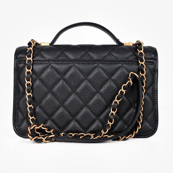 CHANEL™ BLACK CAVIAR LEATHER TOP HANDLE FLAP BAG - Picture 3 of 11
